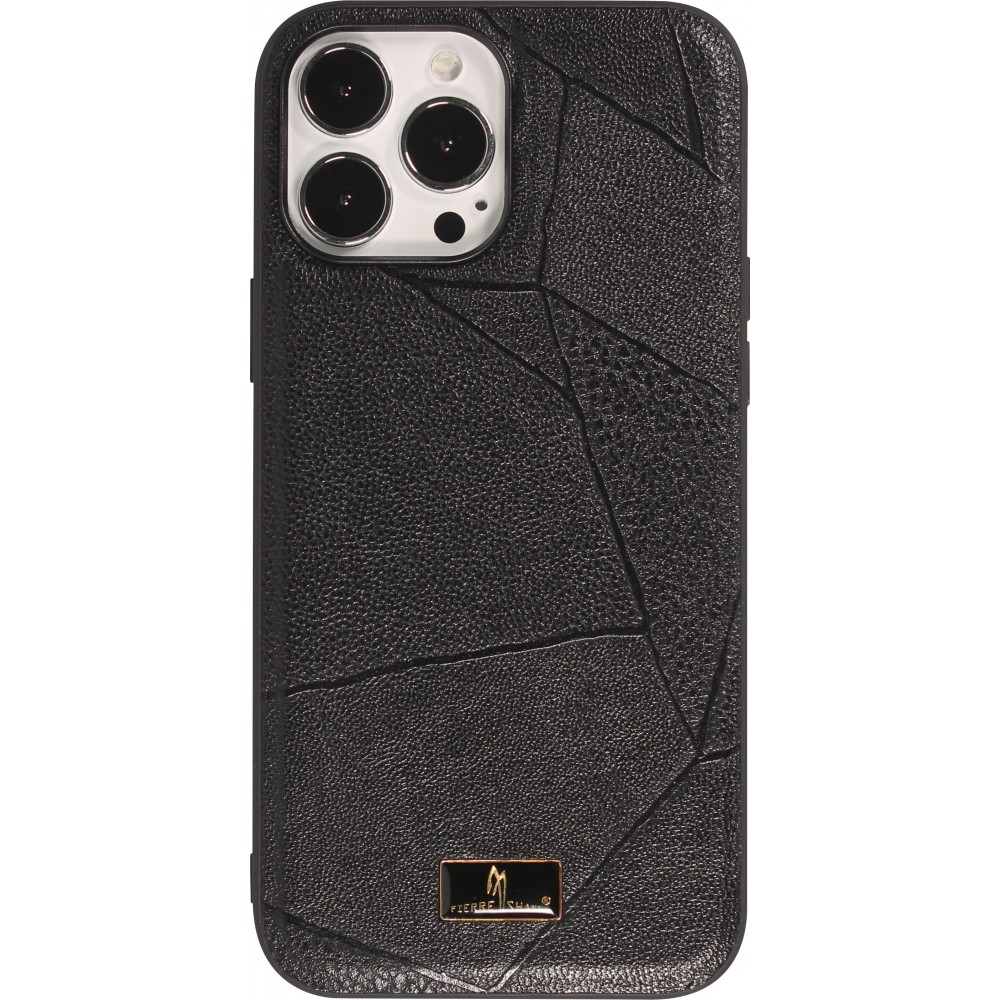 Coque iPhone 12 Pro Max - Fierre Shann étui en cuir synthétique avec cicatrices - Noir