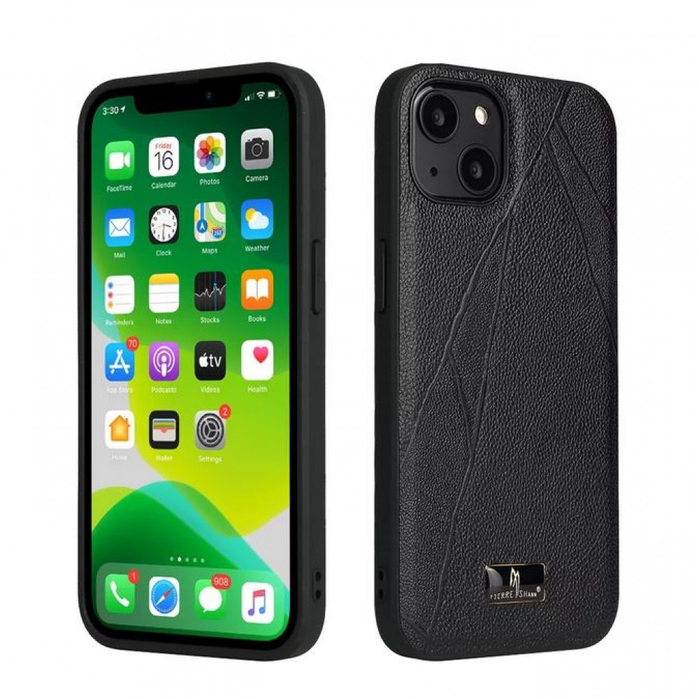 Coque iPhone 12 Pro Max - Fierre Shann étui en cuir synthétique avec cicatrices - Noir