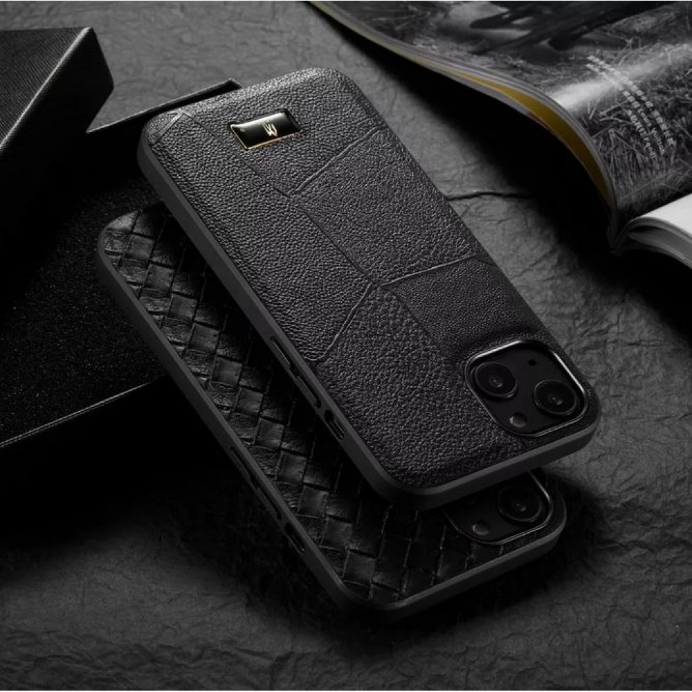 Coque iPhone 12 Pro Max - Fierre Shann étui en cuir synthétique avec cicatrices - Noir