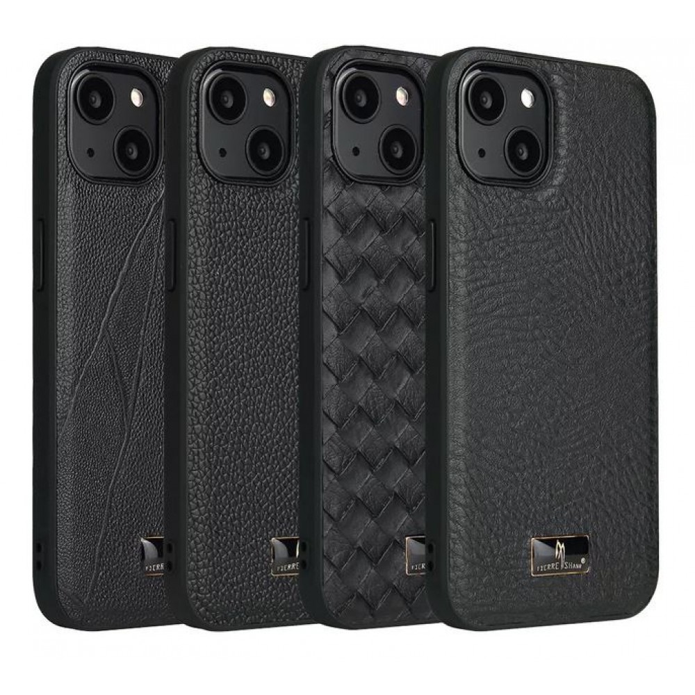 Coque iPhone 12 Pro Max - Fierre Shann étui en cuir synthétique avec cicatrices - Noir