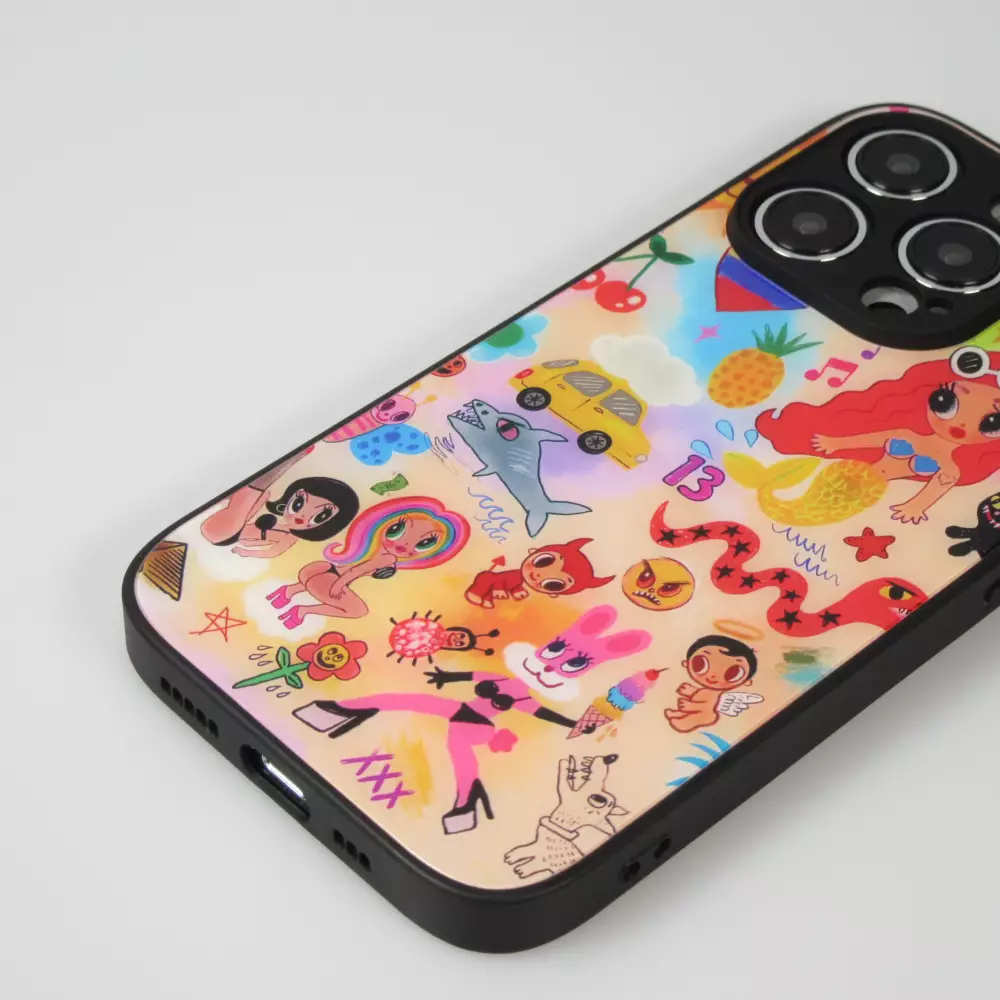 iPhone 14 Pro Case Hülle - Karol G Hot cartoons mit brillanter Oberfläche mit schwarzen Silikon Rändern