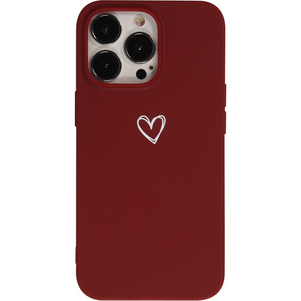 Coque iPhone 13 Pro Max - Gel coeur - Rouge