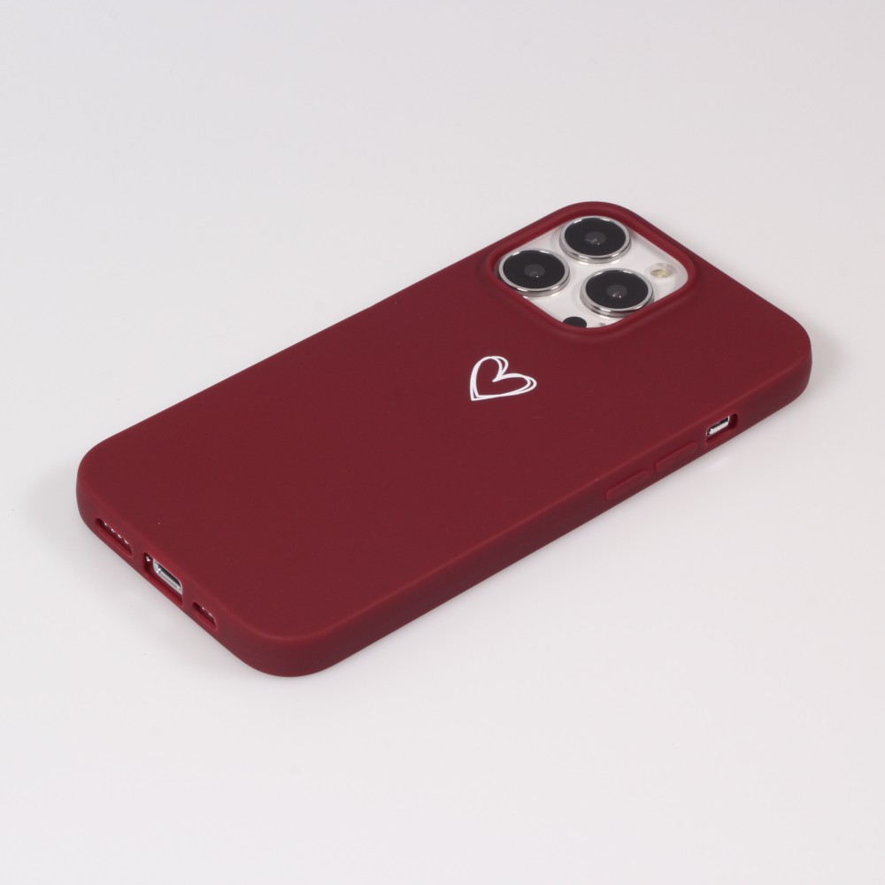 Coque iPhone 13 Pro Max - Gel coeur - Rouge