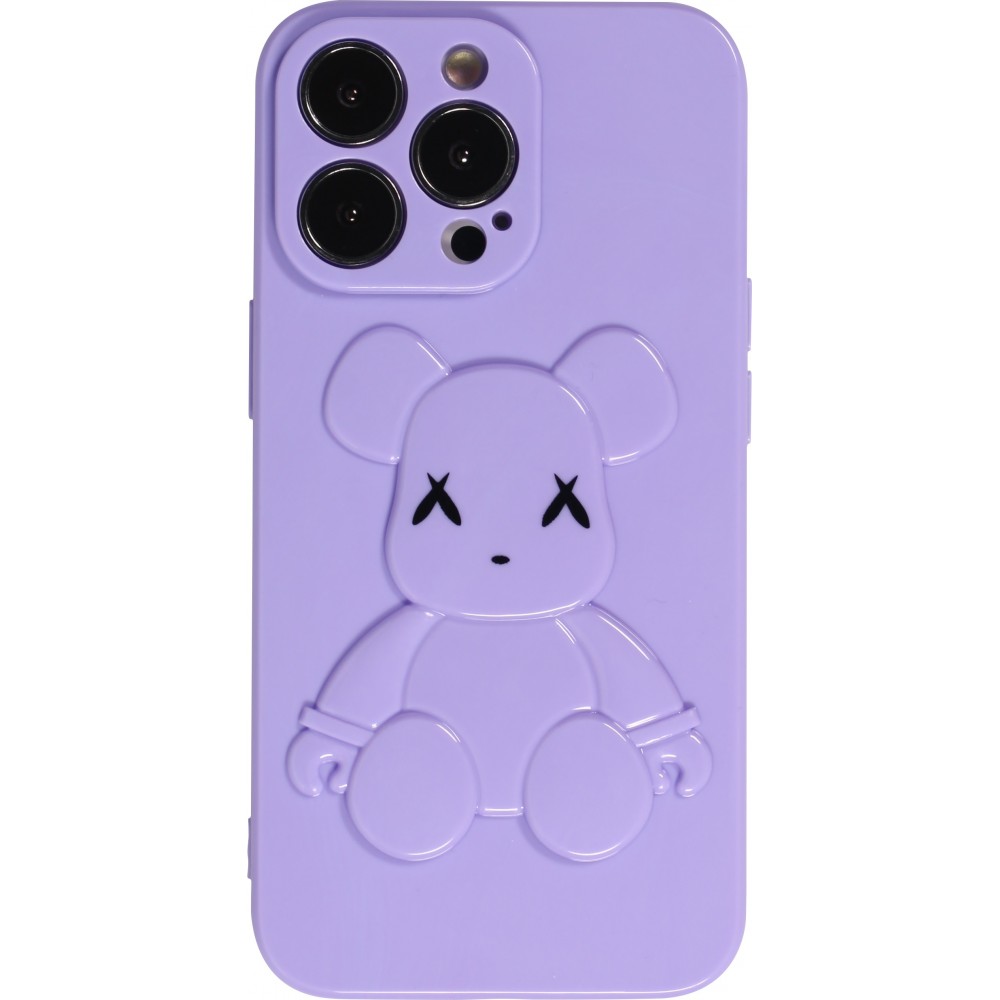 Coque iPhone 13 Pro - Gel Dead bear 3D - Violet