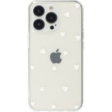 Coque iPhone 15 Pro - Gel petit coeur transparent - Blanc