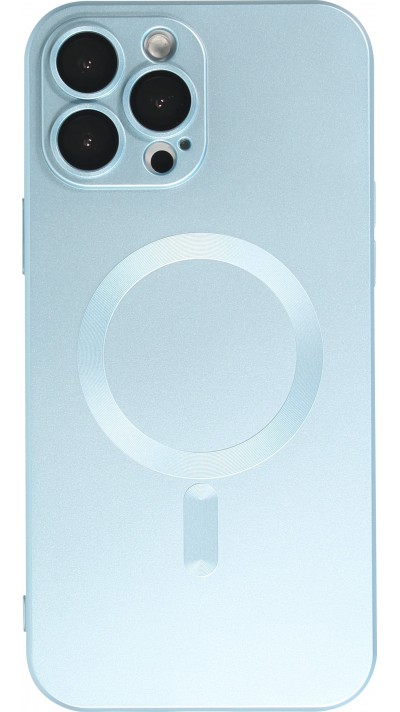 Coque iPhone 15 Pro - Gel souple avec vitre de protection caméra MagSafe - Bleu