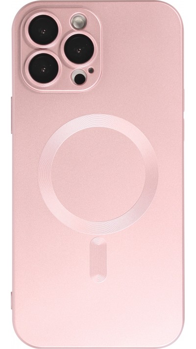 iPhone 13 Pro Max Case Hülle - Gummi weich mit Kameraschutzglas MagSafe - Rosa