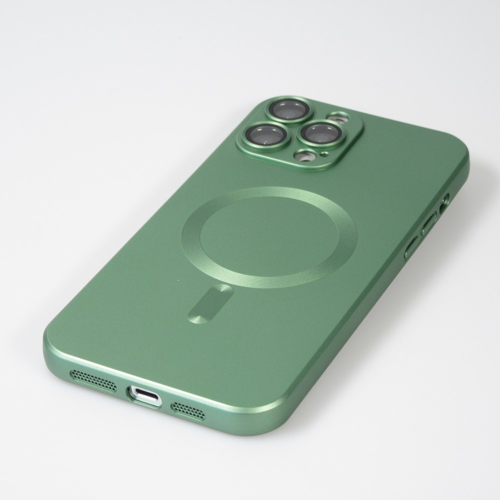 Coque iPhone 14 Pro Max - Gel souple avec vitre de protection caméra MagSafe - Vert