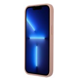 iPhone 13 Pro Case Hülle - Guess aus rosem Kunstleder mit Dreieckslogo aus Metall - Rosa