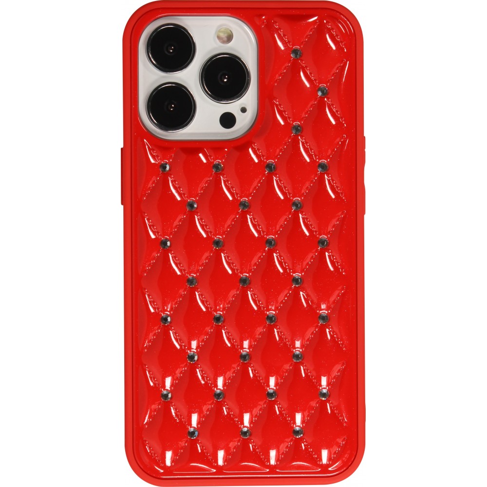 Coque iPhone 13 Pro Max - Luxury Matelassé diamant - Rouge
