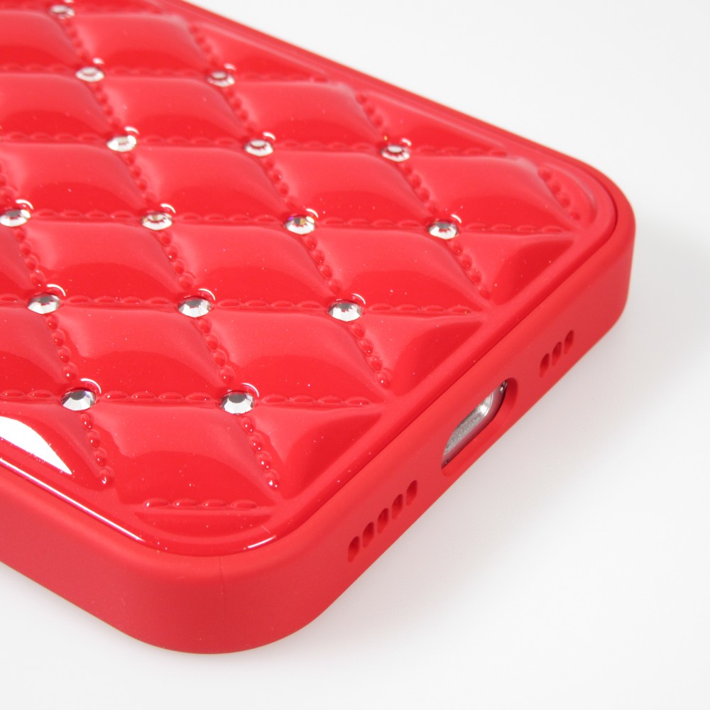 Coque iPhone 13 Pro Max - Luxury Matelassé diamant - Rouge