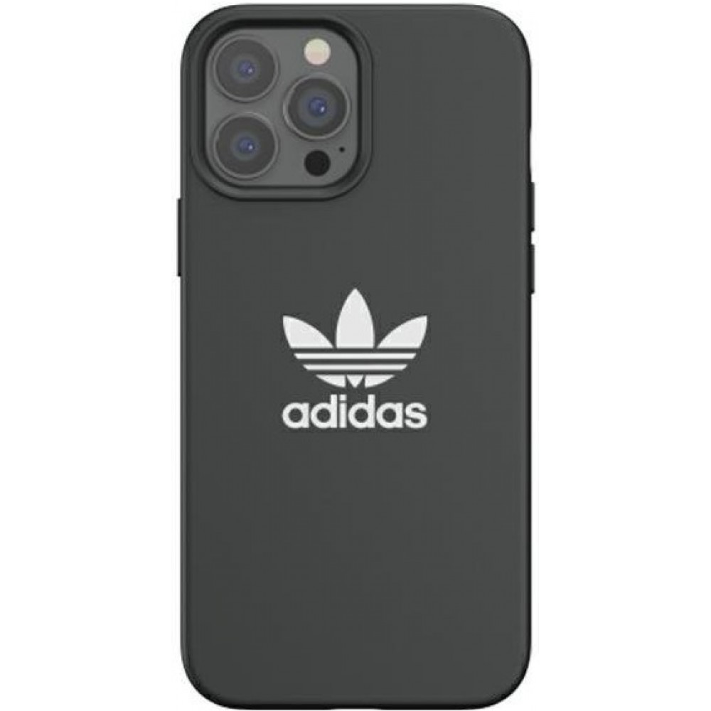 Coque iPhone 13 Pro Max - Adidas silicone soft touch avec logo blanc imprimé - Noir