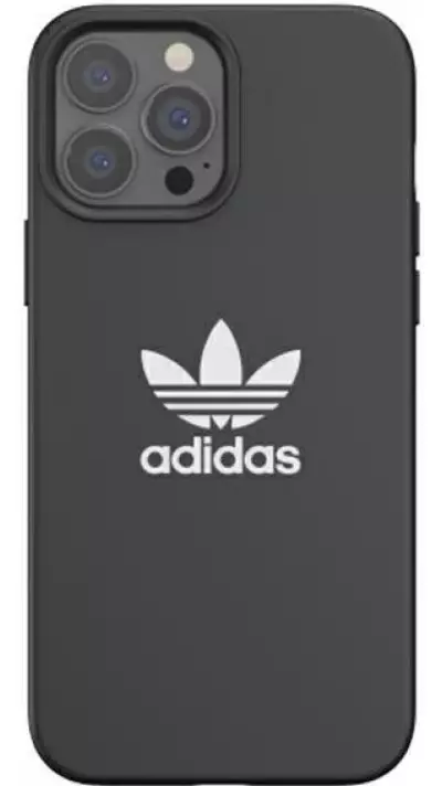 Coque iPhone 13 Pro Max - Adidas silicone soft touch avec logo blanc imprimé - Noir