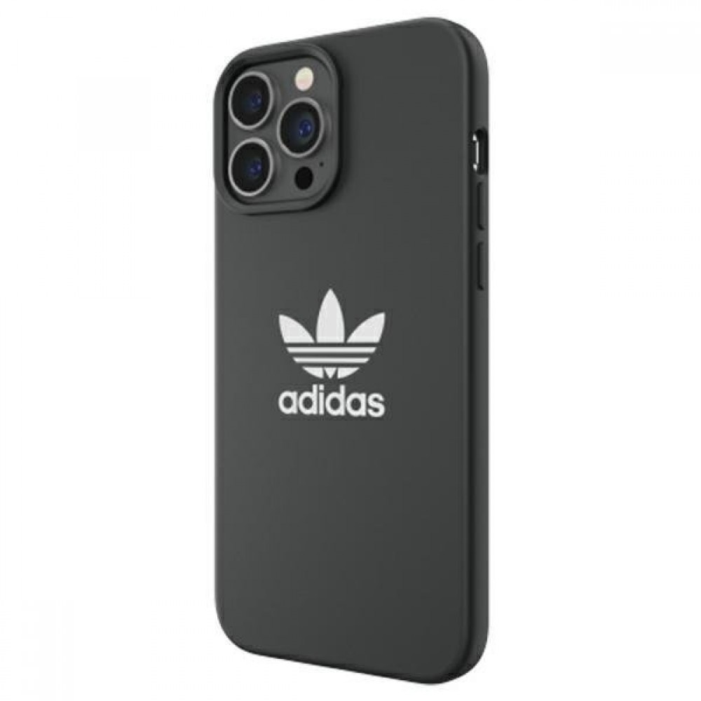 Coque iPhone 13 Pro Max - Adidas silicone soft touch avec logo blanc imprimé - Noir