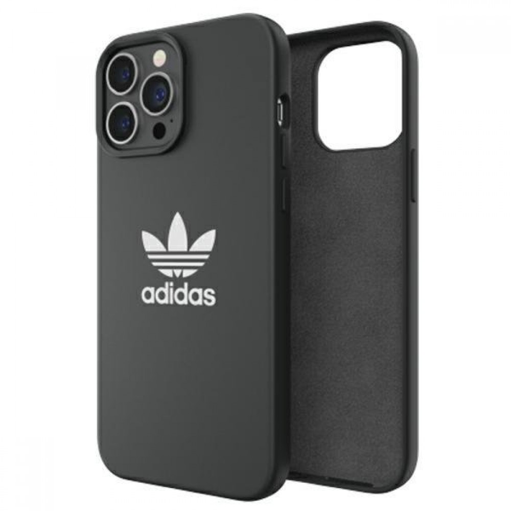 Coque iPhone 13 Pro Max - Adidas silicone soft touch avec logo blanc imprimé - Noir
