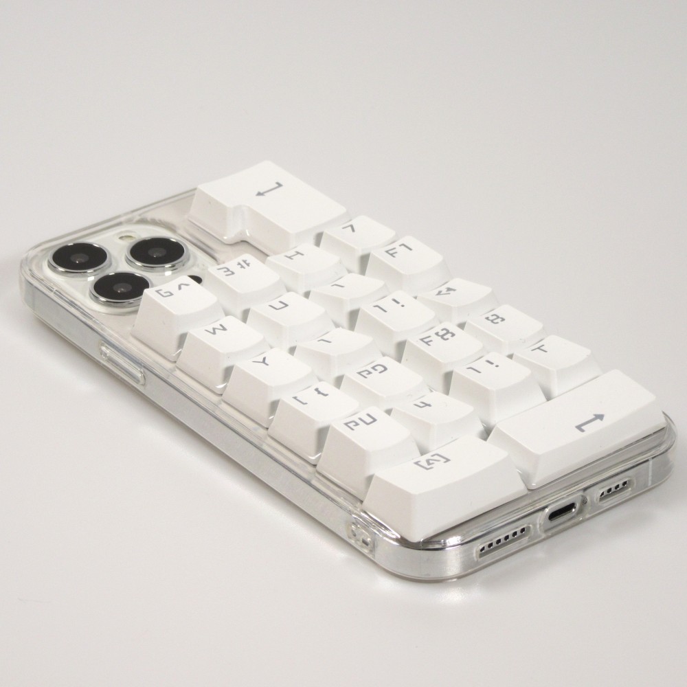 Coque iPhone 13 Pro Max - Clavier d'ordinateur rétro 3D (Disposition aléatoire) - Transparent