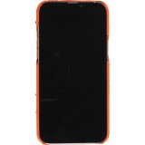 Coque iPhone 13 Pro Max - Cuir d'autruche véritable avec lanière strap de soutien - Orange