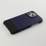 Coque iPhone 13 Pro Max - Double cuir bleu - Noir