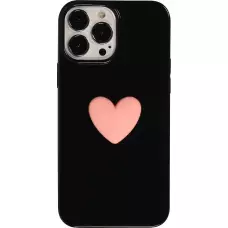 iPhone 13 Pro Max Case Hülle - 3D Herz Gel - Schwarz