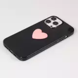 iPhone 13 Pro Max Case Hülle - 3D Herz Gel - Schwarz