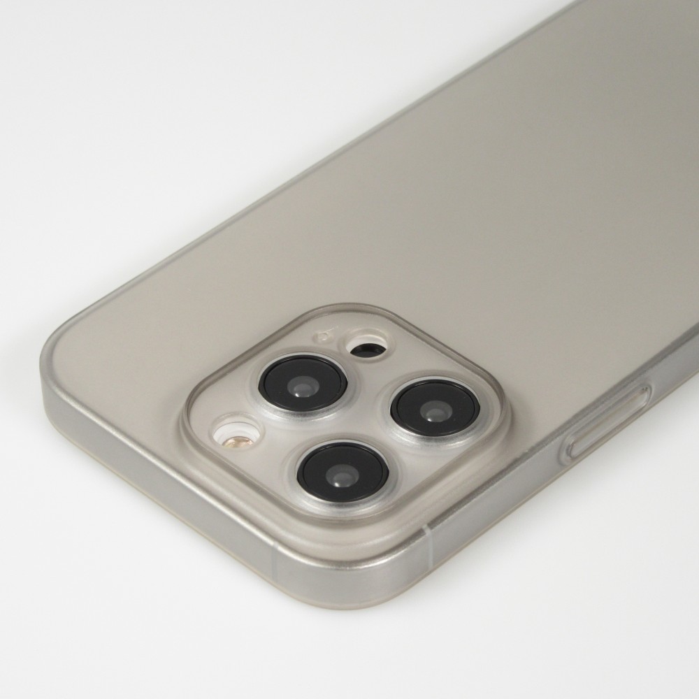 Coque iPhone 14 Pro Max - plastique ultra fin semi-transparent mat - Gris