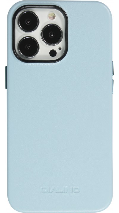 Coque iPhone 13 Pro - Qialino cuir véritable (compatible MagSafe) - Bleu clair