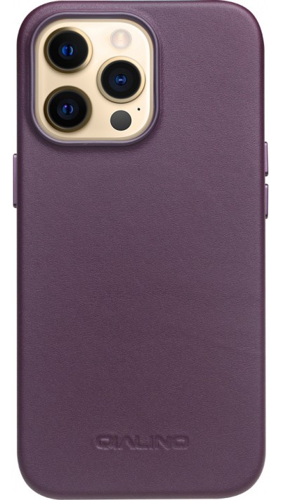 Coque iPhone 13 Pro - Qialino cuir véritable (compatible MagSafe) - Violet