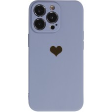 iPhone 16 Pro Case Hülle - Silikon Mat Herz gold - Blau