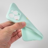 iPhone 16 Pro Case Hülle - Silikon Mat Herz gold - Türkis