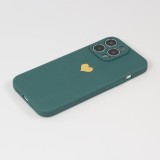 Coque iPhone 13 Pro - Silicone Mat Coeur doré - Vert foncé