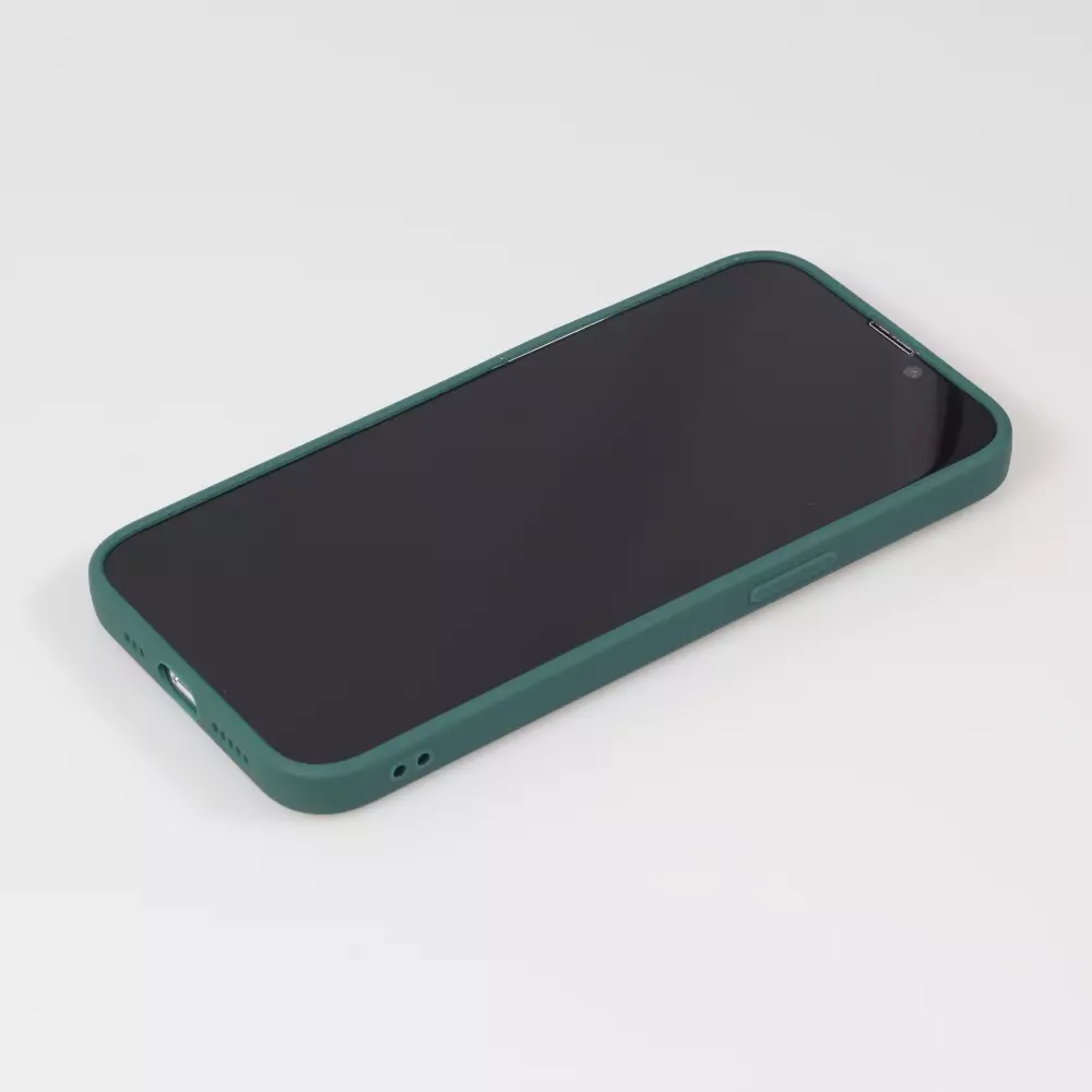 iPhone 16 Pro Case Hülle - Silikon Mat Herz gold - Dunkelgrün