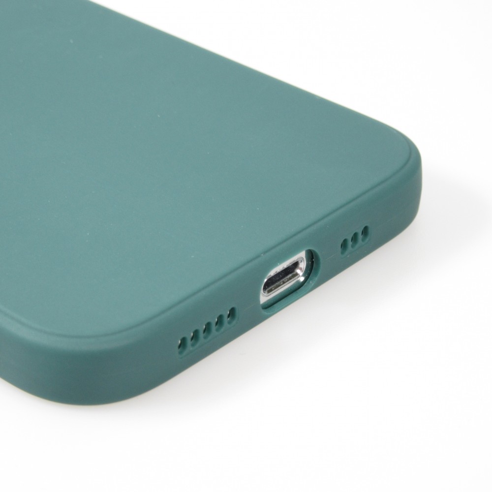 Coque iPhone 13 Pro - Silicone Mat Coeur doré - Vert foncé