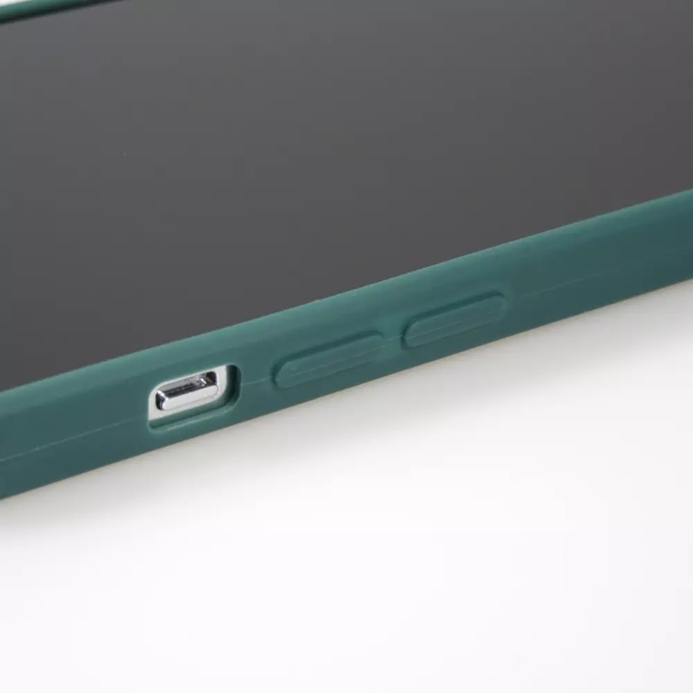 iPhone 16 Pro Case Hülle - Silikon Mat Herz gold - Dunkelgrün