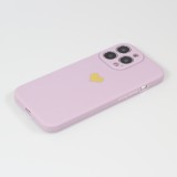 Coque iPhone 14 Pro Max - Silicone Mat Coeur doré - Violet