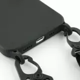 iPhone 13 Pro Max Case Hülle - Silikon mit Kordel und Haken - Schwarz