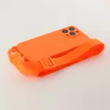 iPhone 13 Pro Max Case Hülle - Silikon mit Kordel und Haken - Orange