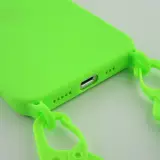 iPhone 13 Pro Max Case Hülle - Silikon mit Kordel und Haken - Hellgrün