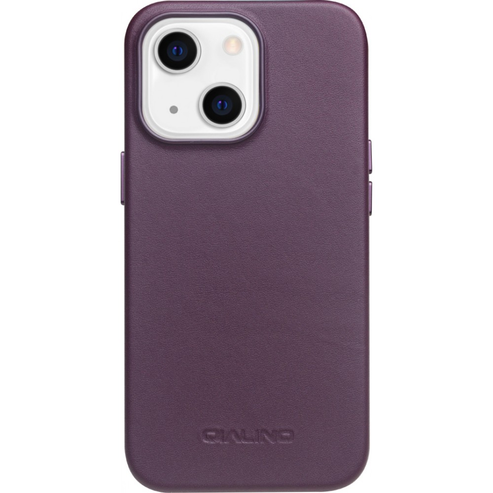 Coque iPhone 13 - Qialino cuir véritable (compatible MagSafe) - Violet