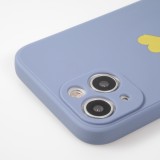 Coque iPhone 14 - Silicone Mat Coeur doré - Bleu