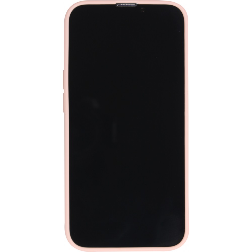 Coque iPhone 15 - Silicone Mat Coeur doré - Rose