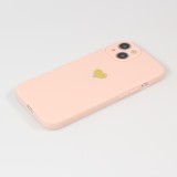 Coque iPhone 15 - Silicone Mat Coeur doré - Rose
