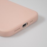 Coque iPhone 15 - Silicone Mat Coeur doré - Rose