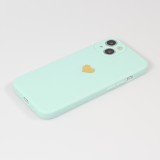 Coque iPhone 13 - Silicone Mat Coeur doré - Turquoise