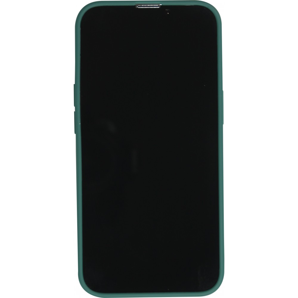 Coque iPhone 13 - Silicone Mat Coeur doré - Vert foncé