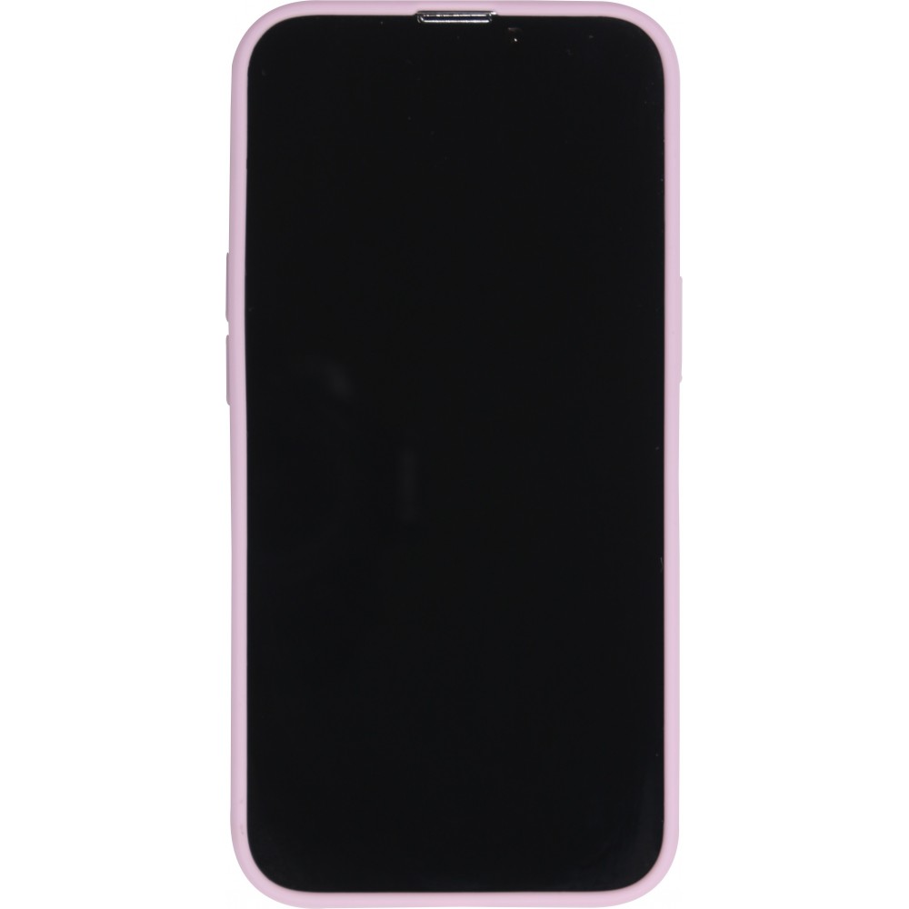 Coque iPhone 15 - Silicone Mat Coeur doré - Violet