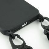 Coque iPhone 13 mini - Silicone avec lanière et crochet - Noir