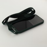 Coque iPhone 13 mini - Silicone avec lanière et crochet - Vert foncé