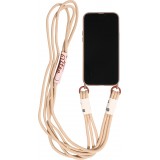 Coque iPhone 11 - Silicone souple fashion Jeong Gam Studio Laugh Often avec cordon - Brun