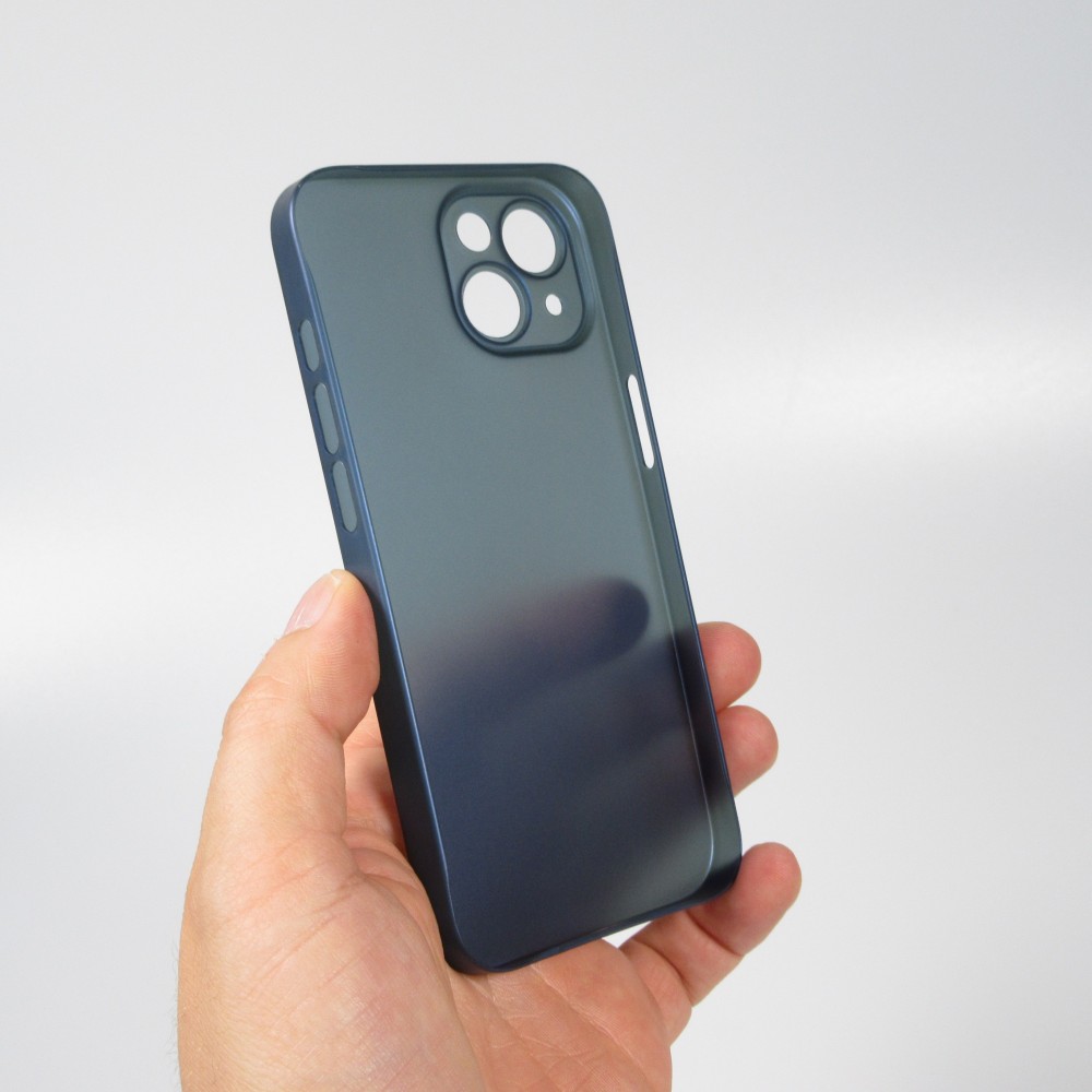 Coque iPhone 14 Plus - plastique ultra fin semi-transparent mat - Bleu
