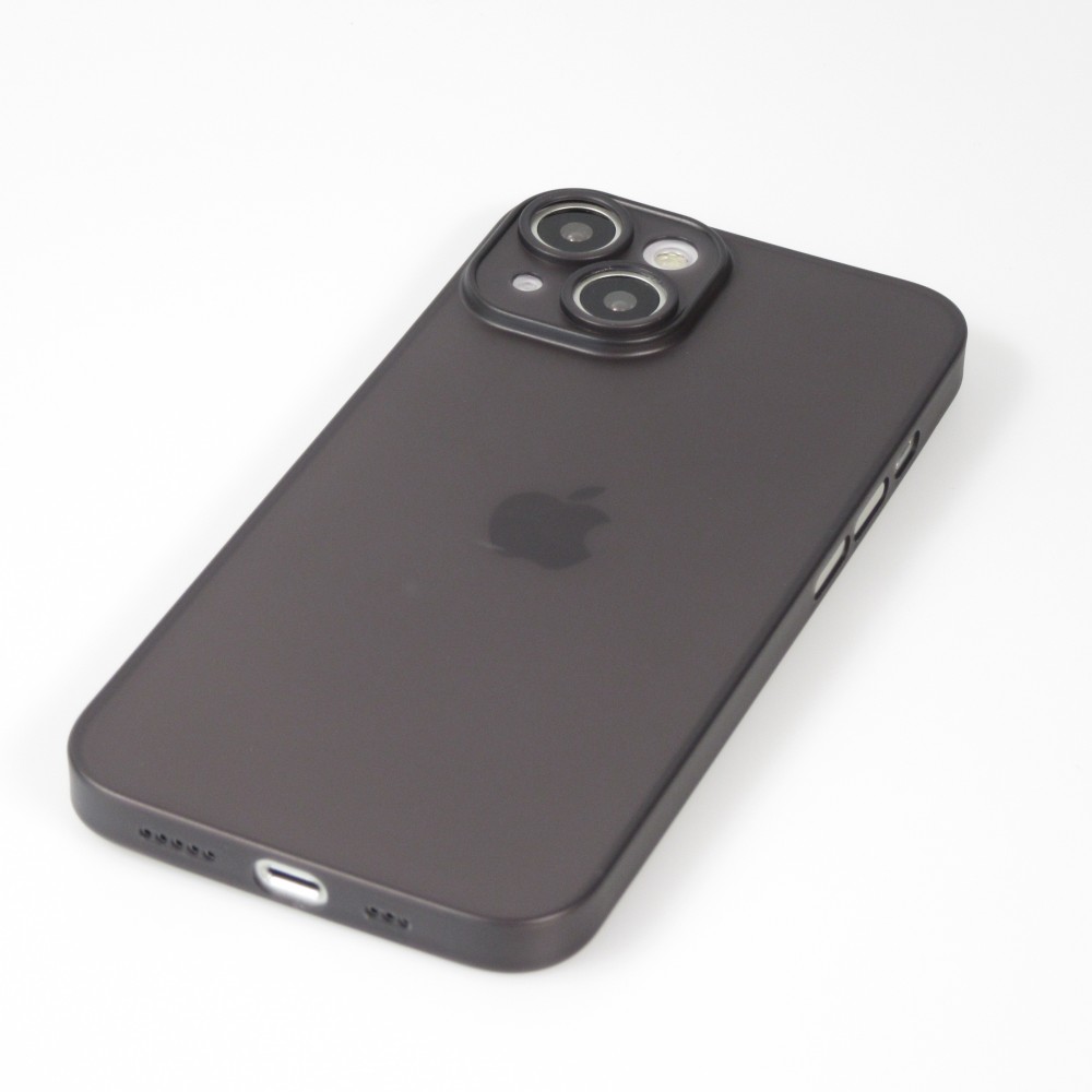 Coque iPhone 14 - plastique ultra fin semi-transparent mat - Noir